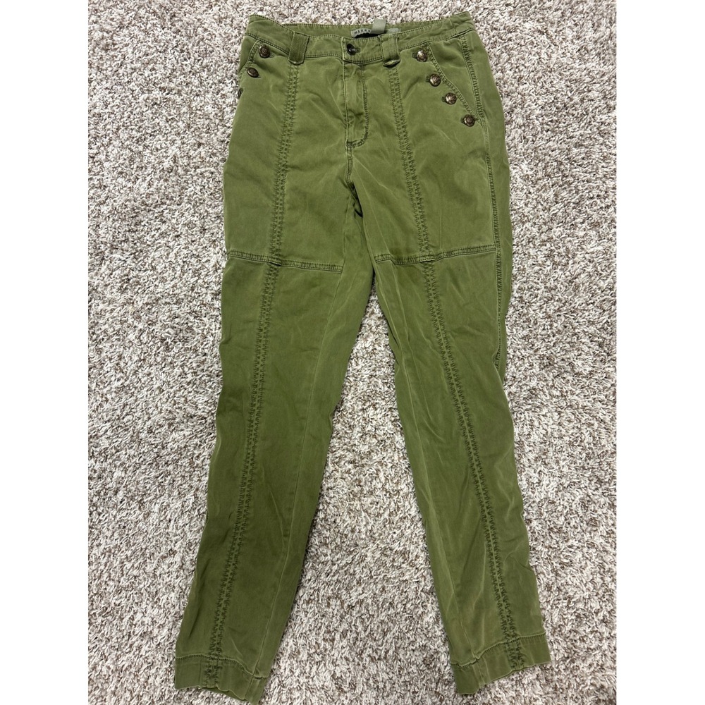 Marisa Women Green Cargo Utility Pants Button Detail Military Style